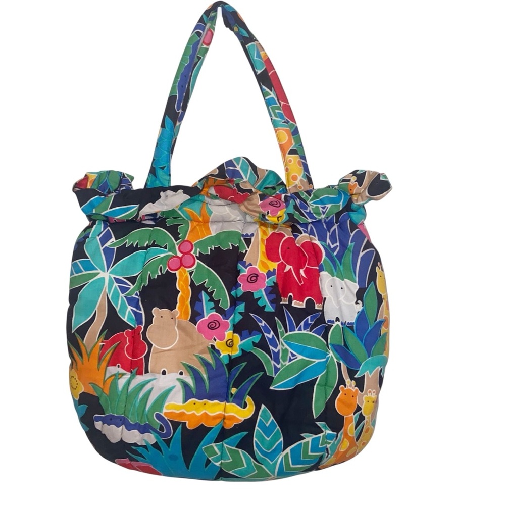 Vintage Karens Kreations Bag Purse Tote Colorful Quilted Handmade USA Safari